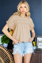 Load image into Gallery viewer, Swiss Dot Decorative Button Short Sleeve Blouse