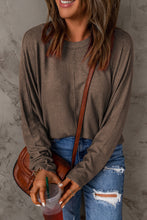 Load image into Gallery viewer, Seam Detail Round Neck Long Sleeve Top