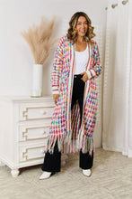 Load image into Gallery viewer, Multicolored Open Front Fringe Hem Cardigan