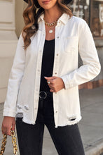 Load image into Gallery viewer, Distressed Snap Down Denim Jacket