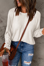 Load image into Gallery viewer, Seam Detail Round Neck Long Sleeve Top