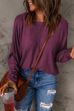 Load image into Gallery viewer, Seam Detail Round Neck Long Sleeve Top