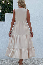 Load image into Gallery viewer, Decorative Button Sleeveless Tiered Dress