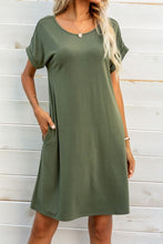 Load image into Gallery viewer, Scoop Neck Short Sleeve Pocket Dress