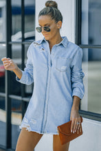 Load image into Gallery viewer, Distressed Snap Down Denim Jacket