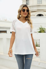 Load image into Gallery viewer, V-Neck Raglan Sleeve Openwork Tee