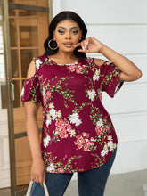 Load image into Gallery viewer, Plus Size Cold-Shoulder Round Neck Curved Hem Tee