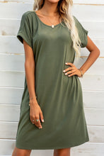 Load image into Gallery viewer, Scoop Neck Short Sleeve Pocket Dress