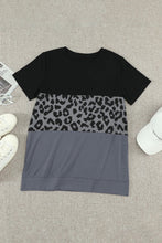 Load image into Gallery viewer, Leopard Print Color Block Short Sleeve T-Shirt