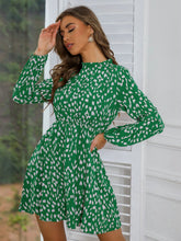 Load image into Gallery viewer, Printed Frill Neck Long Sleeve Dress