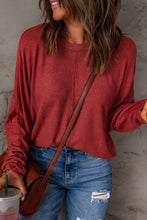 Load image into Gallery viewer, Seam Detail Round Neck Long Sleeve Top