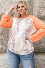 Load image into Gallery viewer, Plus Size Animal Print Contrast Raglan Sleeve Top
