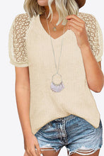 Load image into Gallery viewer, V-Neck Raglan Sleeve Openwork Tee