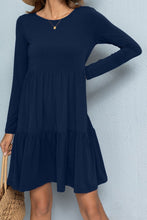 Load image into Gallery viewer, Round Neck Long Sleeved Tiered Dress