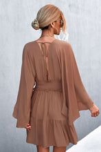 Load image into Gallery viewer, Decorative Button Smocked Waist Surplice Dress