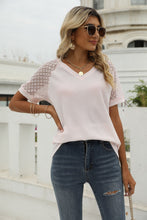 Load image into Gallery viewer, V-Neck Raglan Sleeve Openwork Tee