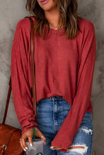 Load image into Gallery viewer, Seam Detail Round Neck Long Sleeve Top