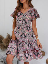 Load image into Gallery viewer, Printed V-Neck Tiered Dress