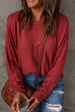 Load image into Gallery viewer, Seam Detail Round Neck Long Sleeve Top
