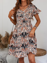 Load image into Gallery viewer, Printed V-Neck Tiered Dress