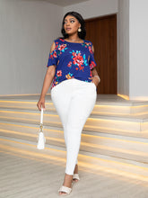 Load image into Gallery viewer, Plus Size Cold-Shoulder Round Neck Curved Hem Tee