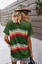 Load image into Gallery viewer, Multicolored Chevron Stripe Round Neck Side Slit T-Shirt