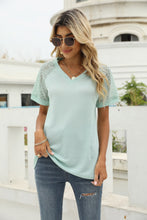Load image into Gallery viewer, V-Neck Raglan Sleeve Openwork Tee