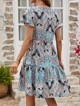 Load image into Gallery viewer, Printed V-Neck Tiered Dress