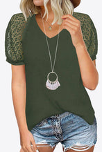 Load image into Gallery viewer, V-Neck Raglan Sleeve Openwork Tee