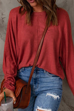Load image into Gallery viewer, Seam Detail Round Neck Long Sleeve Top