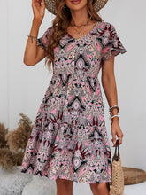 Load image into Gallery viewer, Printed V-Neck Tiered Dress