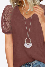 Load image into Gallery viewer, V-Neck Raglan Sleeve Openwork Tee