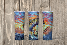 Load image into Gallery viewer, Rainbow Bass Fishing Skinny 20oz Tumbler