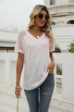Load image into Gallery viewer, V-Neck Raglan Sleeve Openwork Tee