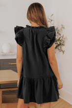 Load image into Gallery viewer, Ruffle Shoulder Tie-Neck Tiered Dress