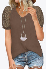 Load image into Gallery viewer, V-Neck Raglan Sleeve Openwork Tee