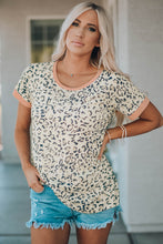 Load image into Gallery viewer, Leopard Contrast Short Sleeve Tee Shirt