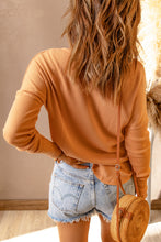 Load image into Gallery viewer, Half Button Waffle Knit Long Sleeve Top