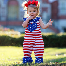 Load image into Gallery viewer, AnnLoren Fourth Of July I Heart America Flag Baby Girls' Romper Holiday Onesie