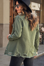 Load image into Gallery viewer, Distressed Snap Down Denim Jacket
