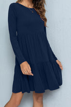 Load image into Gallery viewer, Round Neck Long Sleeved Tiered Dress