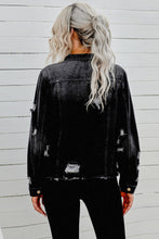 Load image into Gallery viewer, Distressed Raw Hem Denim Jacket