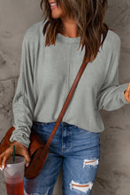Load image into Gallery viewer, Seam Detail Round Neck Long Sleeve Top