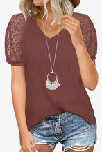Load image into Gallery viewer, V-Neck Raglan Sleeve Openwork Tee