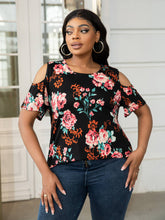 Load image into Gallery viewer, Plus Size Cold-Shoulder Round Neck Curved Hem Tee