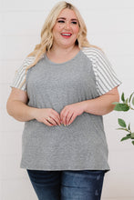 Load image into Gallery viewer, Plus Size Striped Raglan Sleeve T-Shirt
