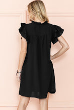 Load image into Gallery viewer, Ruffle Sleeve V neck Green, Black dress w/ pocket
