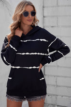 Load image into Gallery viewer, Striped Drop Shoulder Hoodie with Kangaroo Pocket
