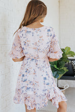 Load image into Gallery viewer, Floral Drawstring Waist Ruffled Surplice Dress
