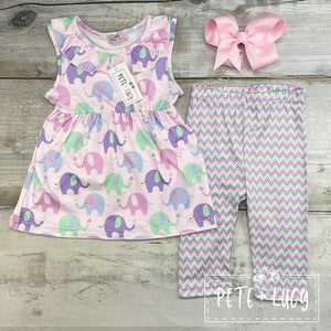 Pete & Lucy Elephant 2 Pc Capri Set